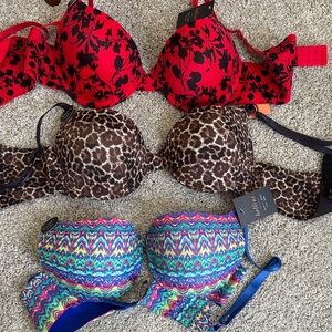Bellini Red Floral, Leopard, and Multicolor Bras